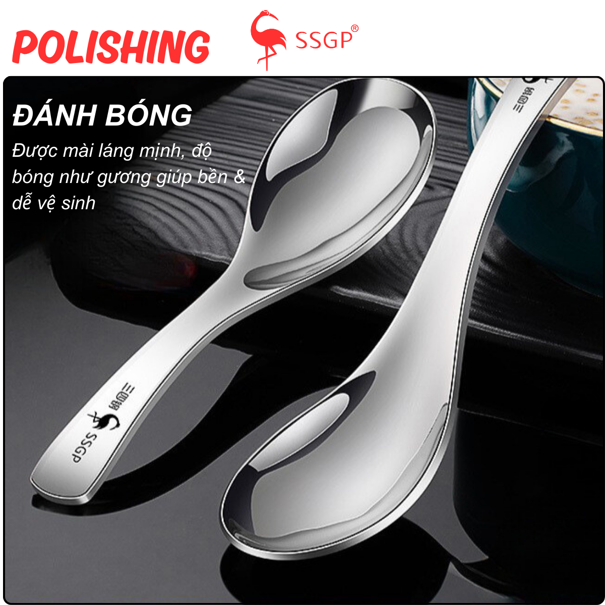 Muỗng inox 304 cao cấp đáy sâu SSGP