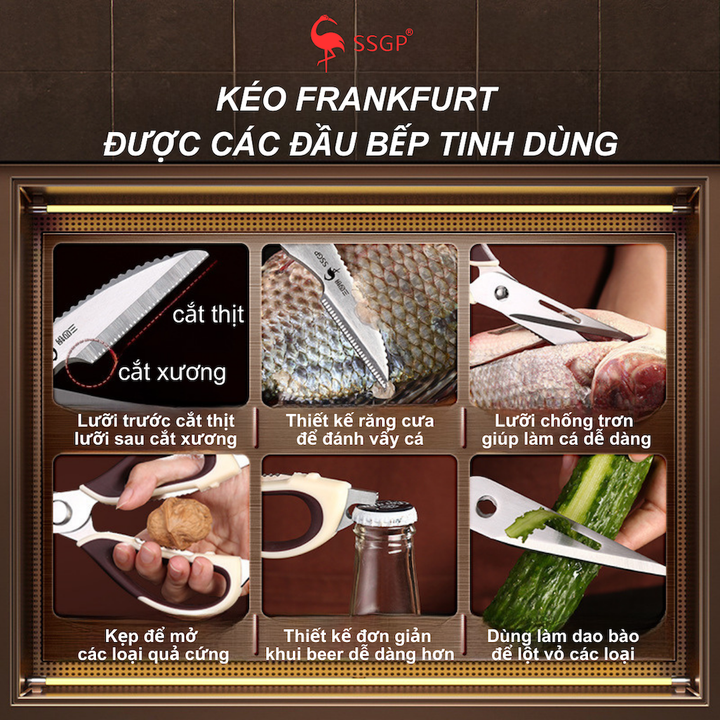 Kéo Làm Bếp SSGP, Kéo Bếp Đa Năng Frankfurt cao cấp, kéo bếp, kéo nấu ăn, Kéo nhà bếp, kéo cắt gà - Hình ảnh 12