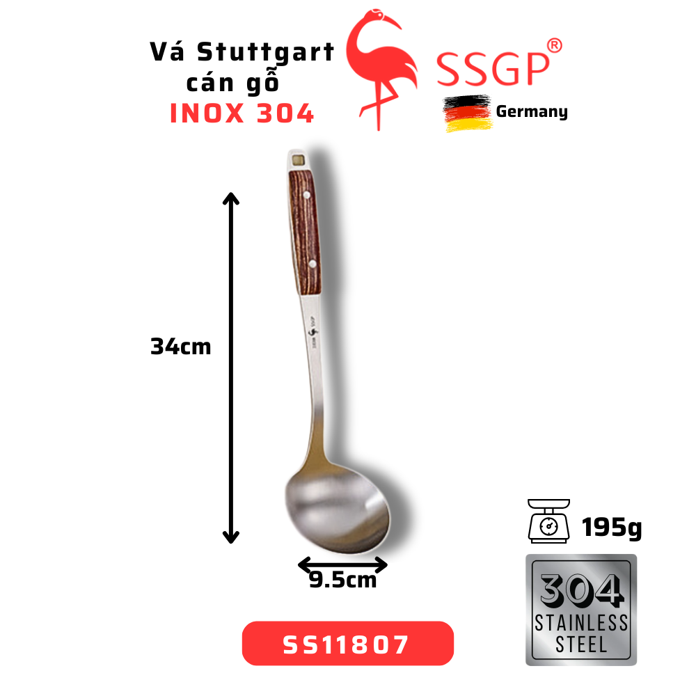 Vá Stuttgart Cán Gỗ Inox 304 SSGP - Hình ảnh 2