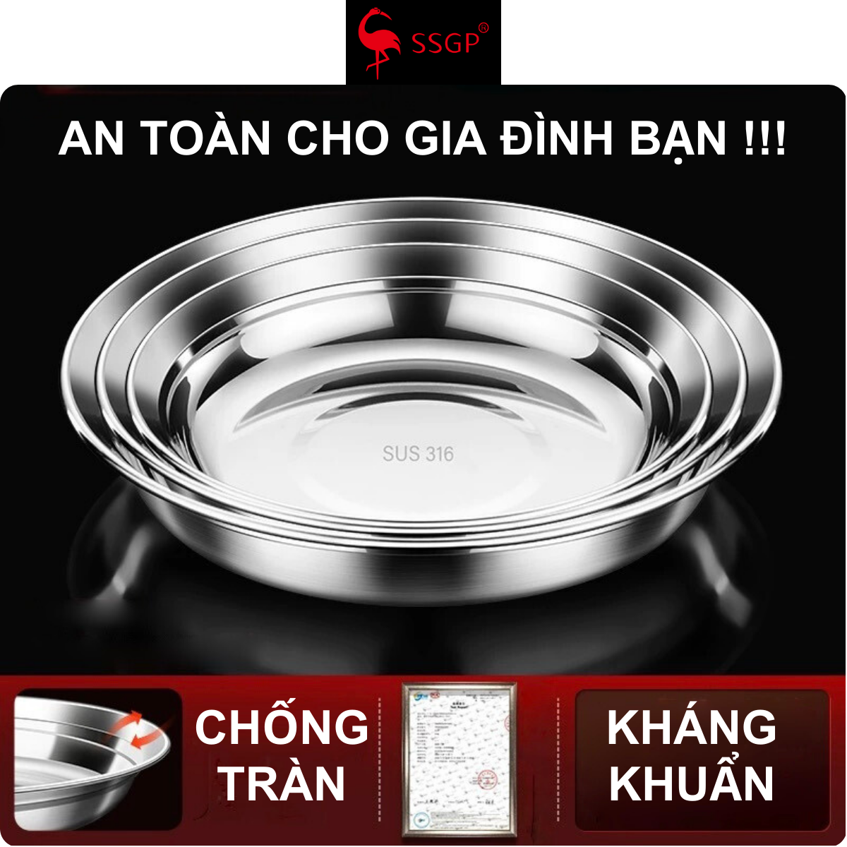 Đĩa Chống Tràn Frankfurt Inox 304 SSGP - Sang Trọng, Tiện Lợi, An Toàn - Hình ảnh 5