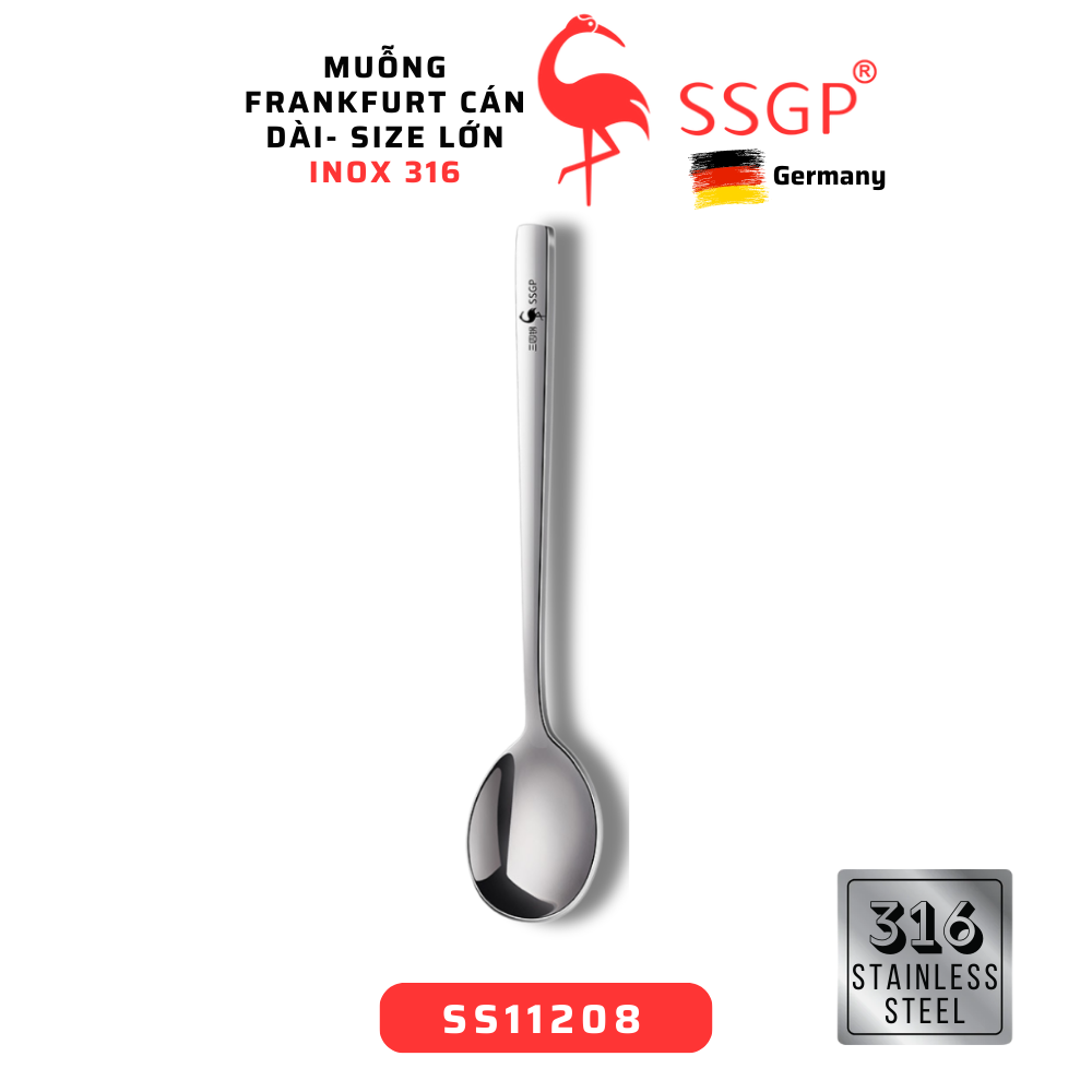 Muỗng inox cán dài 316 Frankfurt của SSGP - Thìa inox 304, muỗng ăn cơm inox - Hình ảnh 4