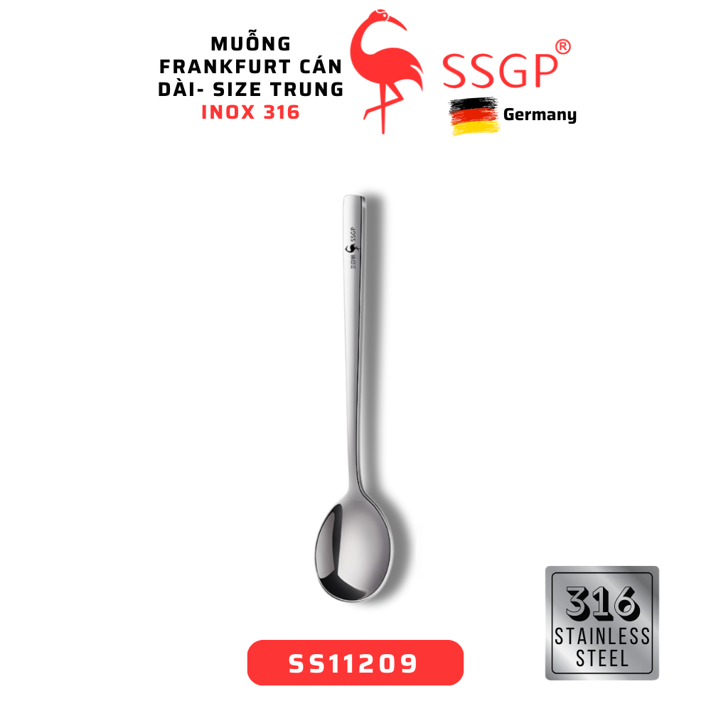 Muỗng inox cán dài 316 Frankfurt của SSGP - Thìa inox 304, muỗng ăn cơm inox - Hình ảnh 2